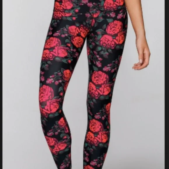 Lorna Jane Gothic Rose Full Length Tights Leggings
